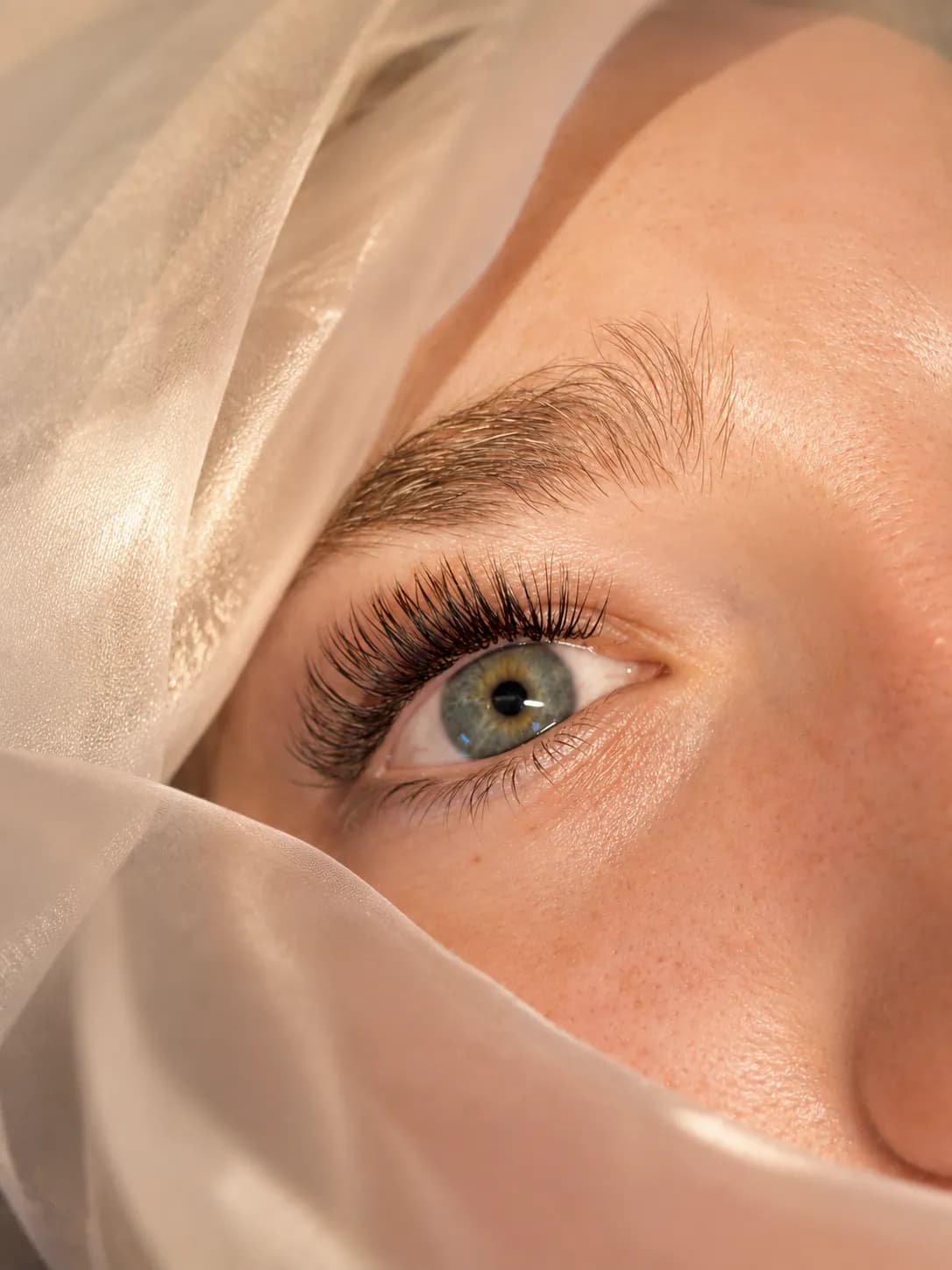 Natürlich definierter Wimpernkranz in der Nahaufnahme